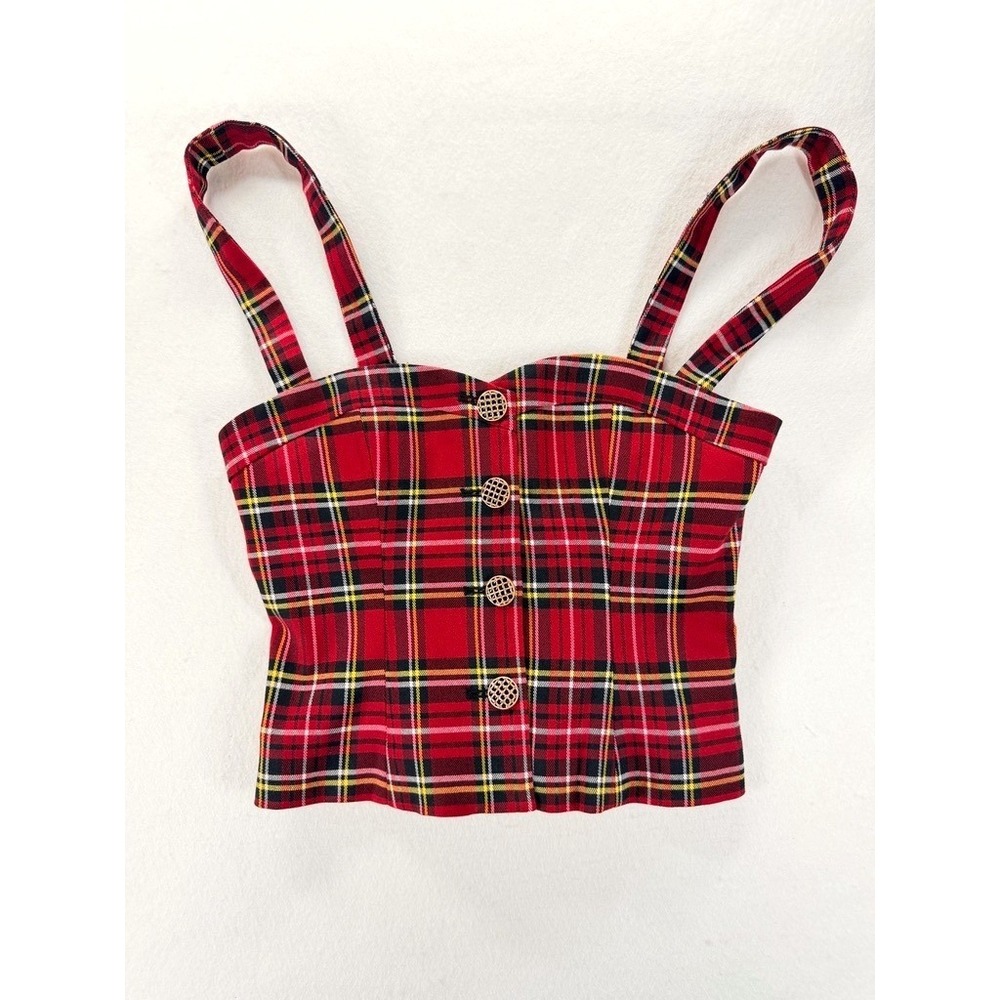 NWT Majorelle x REVOLVE‎ Shane Plaid Corset Bustier Top XS Red
